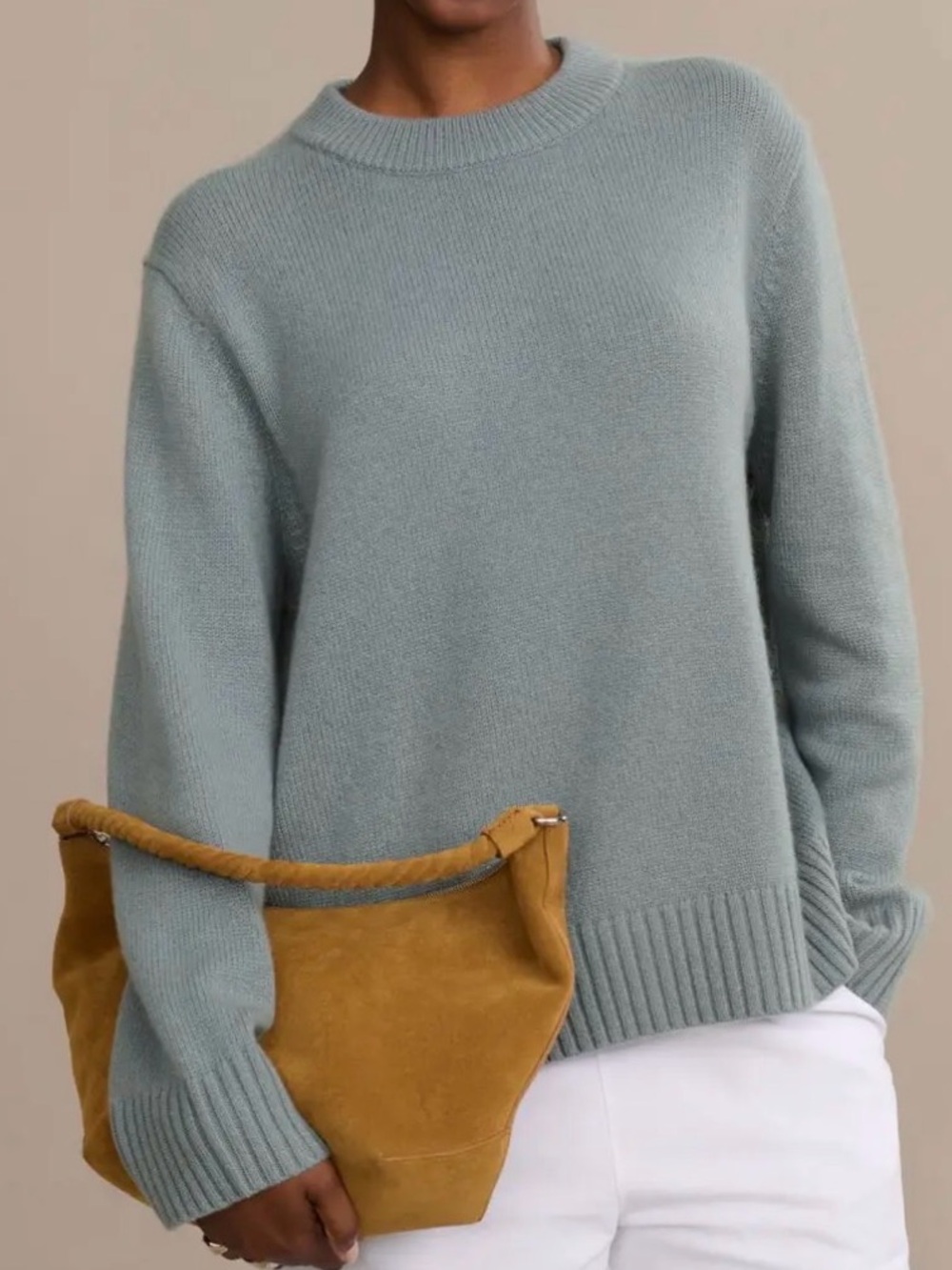 JENNI KAYNE 
Cashmere Oversized Crewneck sweater in Sea Salt